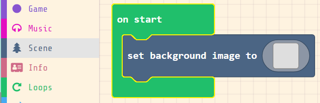 Screenshot of blocks - on start, set background image